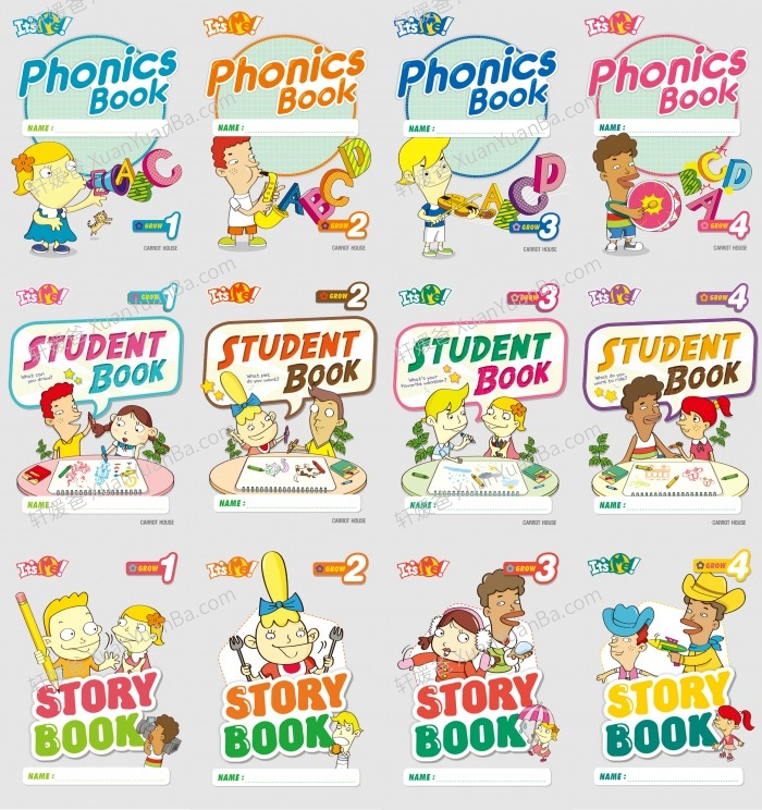 《自然拼读 Its Me Grow》1-4级学生用书自然拼读故事书练习册PDF 百度云网盘下载