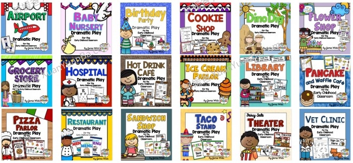 《Dramatic Play Bundle》18册自然拼读职业认知游戏英文教具素材包PDF 百度云网盘下载