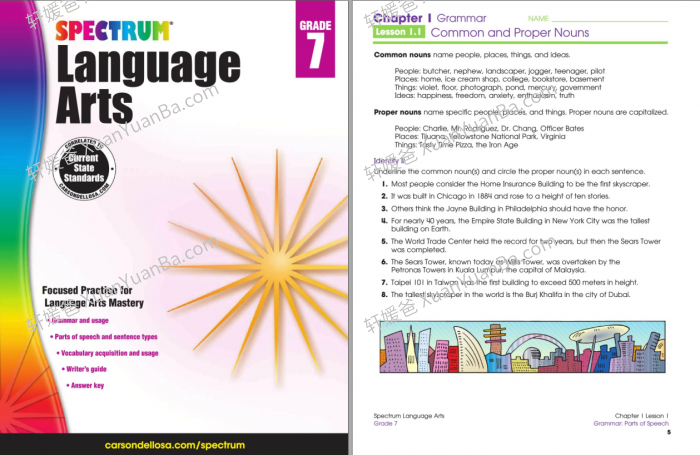 《Spectrum Language Arts GK-G8》小学初中高中光谱英文语法练习册全9册PDF 百度云网盘下载