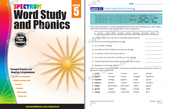 《Spectrum Phonics G1-G6》英语自然拼读练习工具书全7册PDF 百度云网盘下载