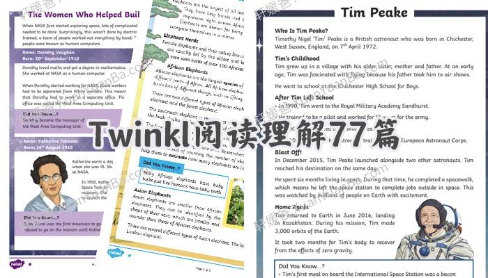 《Twinkl阅读理解77篇》13个主题PDF 百度云网盘下载