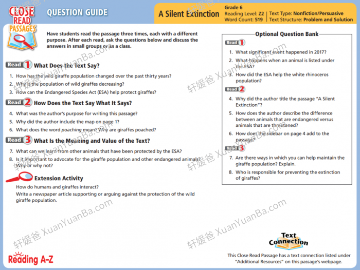 《Raz Close Read》300+篇精读素材资源包附阅读指导答题卡PDF 百度云网盘下载
