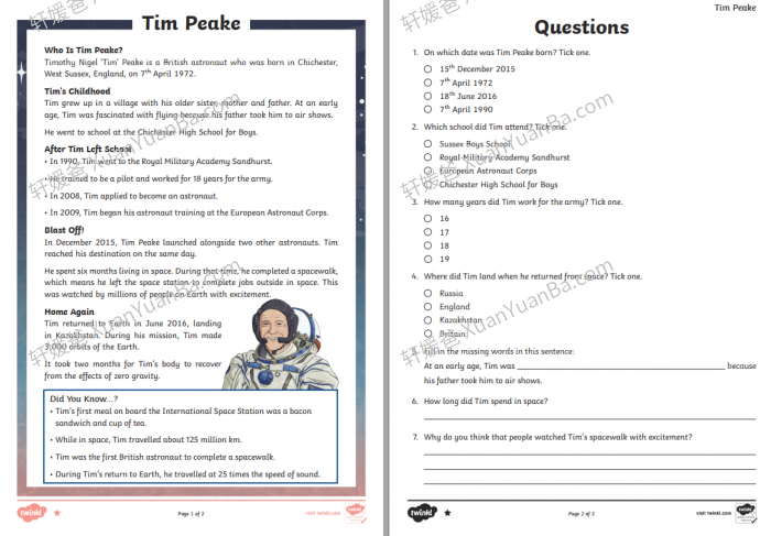 《Twinkl阅读理解77篇》13个主题PDF 百度云网盘下载