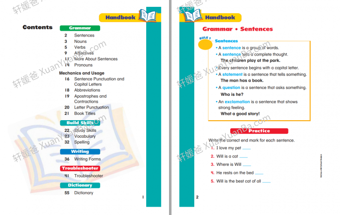 《Grammar and Writing Handbook》美国小学语法与写作教材1-6级PDF 百度云盘下载