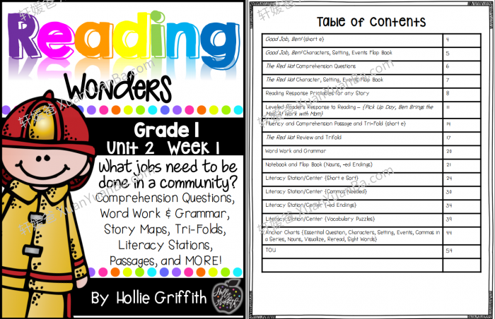 《1st Grade Unit 1-6 Reading Wonders BUNDLE》一年级英文启蒙全年6个单元英文综合作业纸PDF 百度云网盘下载