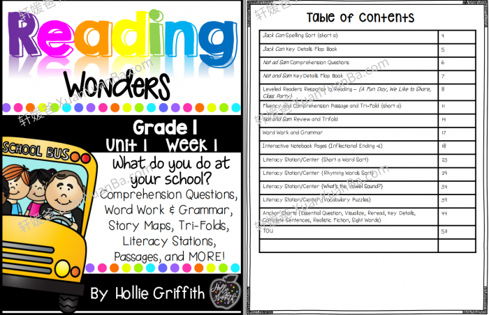 《1st Grade Unit 1-6 Reading Wonders BUNDLE》一年级英文启蒙全年6个单元英文综合作业纸PDF 百度云网盘下载