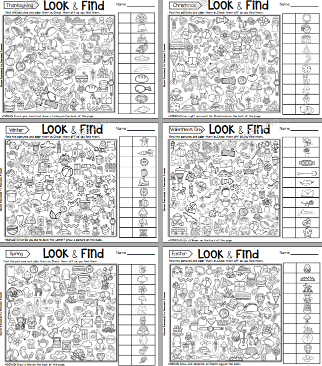 《Look And Find 5册》寻物游戏专注力提升练习册PDF 百度云网盘下载
