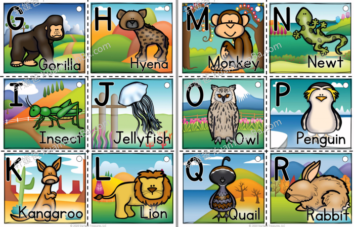 《Alphabet 字母海报涂色闪卡》3册英语主题闪卡PDF 百度云网盘下载