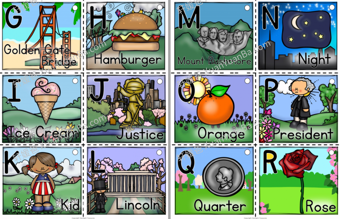 《Alphabet 字母海报涂色闪卡》3册英语主题闪卡PDF 百度云网盘下载