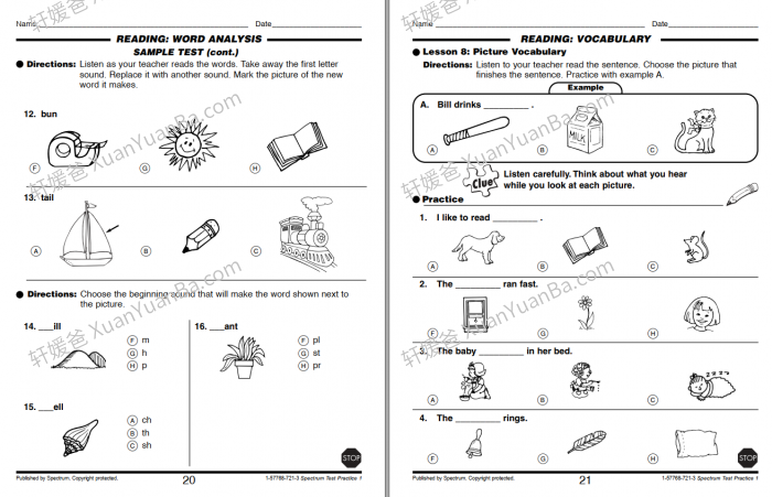 《Spectrum Test Practice G1-G6》美国小学英语测试系列练习册PDF 百度云网盘下载