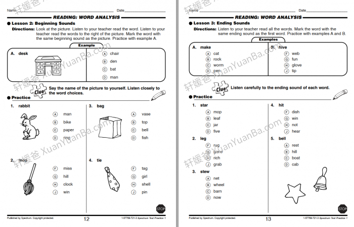 《Spectrum Test Practice G1-G6》美国小学英语测试系列练习册PDF 百度云网盘下载