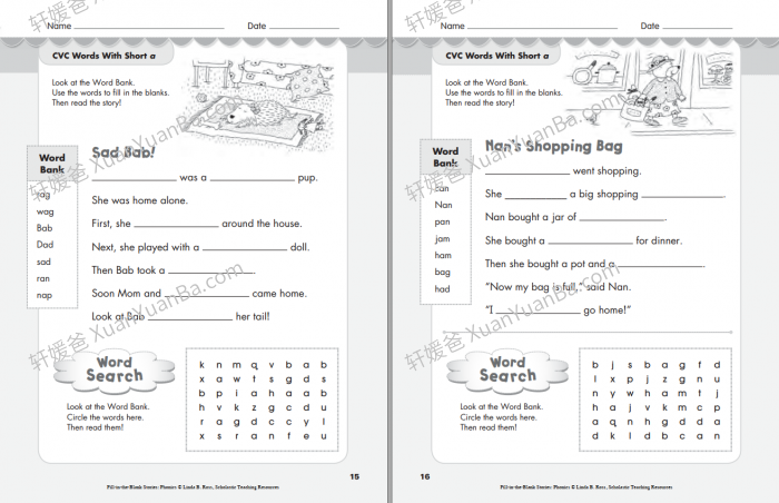 《Fill in the Blank Stories》学乐3册自然拼读练习册PDF 百度云网盘下载