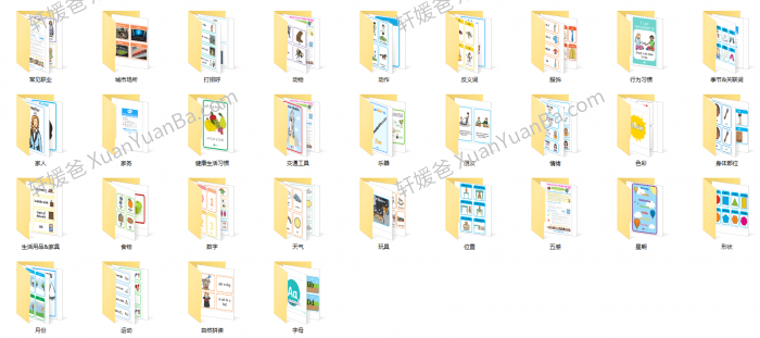 《31个英文主题单词卡》交通工具食物位置动作动物反义词城市天气字母季节PDF 百度云网盘下载