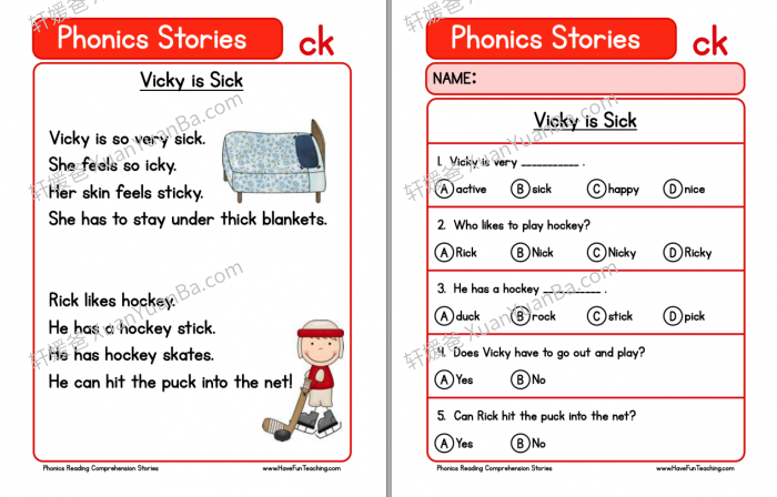 《Phonics Stories》自然拼读小故事阅读理解练习+答案PDF 百度云网盘下载