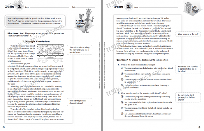 《Scholastic Test Tutor Reading G3-G6》学乐阅读理解测试英文练习册PDF 百度云网盘下载