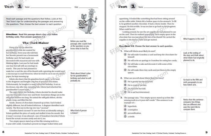 《Scholastic Test Tutor Reading G3-G6》学乐阅读理解测试英文练习册PDF 百度云网盘下载
