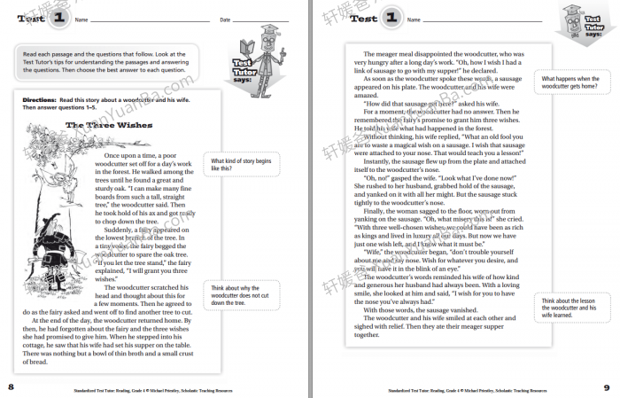 《Scholastic Test Tutor Reading G3-G6》学乐阅读理解测试英文练习册PDF 百度云网盘下载