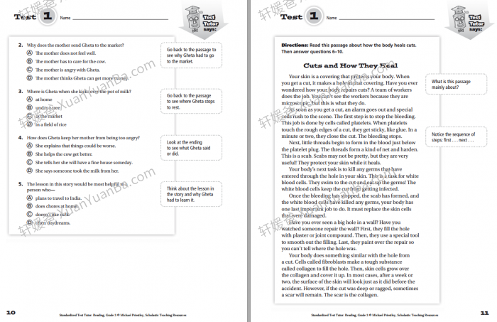 《Scholastic Test Tutor Reading G3-G6》学乐阅读理解测试英文练习册PDF 百度云网盘下载