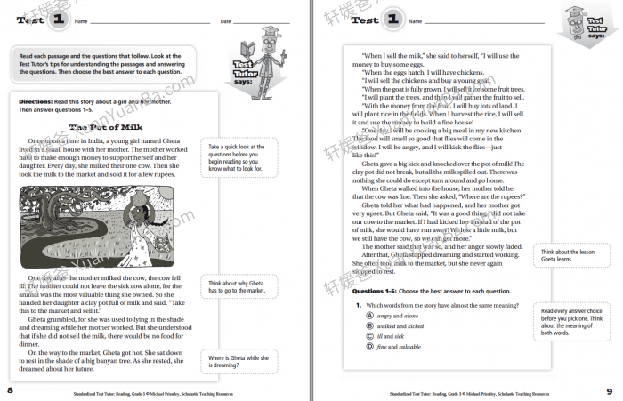 《Scholastic Test Tutor Reading G3-G6》学乐阅读理解测试英文练习册PDF 百度云网盘下载