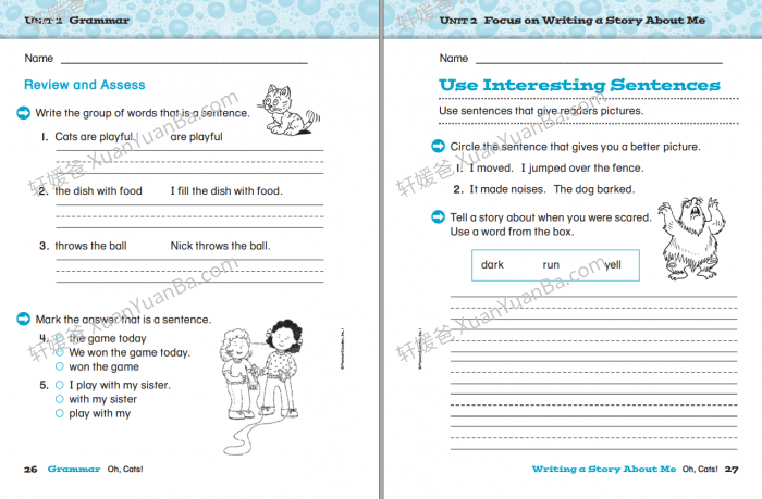 《Pearson Grammar and Writing 1-6》小学英语语法写作英文练习册PDF 百度云网盘下载