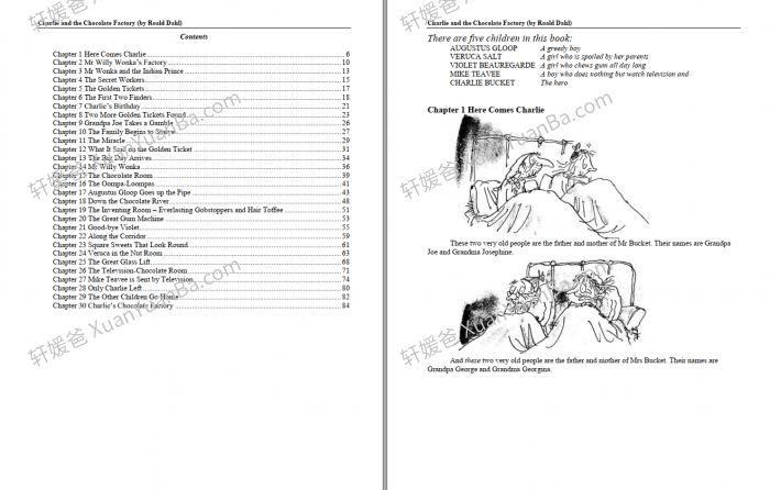 《Charlie and the Chocolate Factory》查理和巧克力工厂章节书PDF+MP4视频 百度云网盘下载