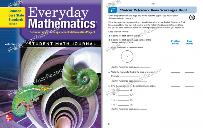 《UCSMP Everyday Mathematics G1-G6》6册英文原版数学练习册含答案PDF 百度云网盘下载