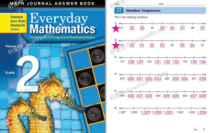 《UCSMP Everyday Mathematics G1-G6》6册英文原版数学练习册含答案PDF 百度云网盘下载