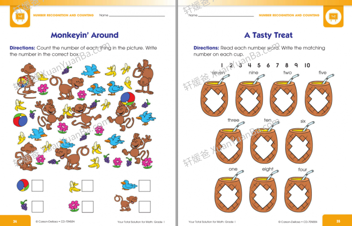 《Your total solution Math》4册幼儿园启蒙幼小衔接美国英文数学练习册PDF 百度云网盘下载