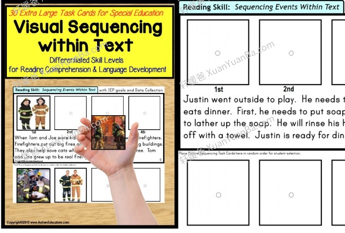 《Visual Sequencing With in Text 1&2 》英语启蒙排序安静书素材练习册PDF 百度云网盘下载