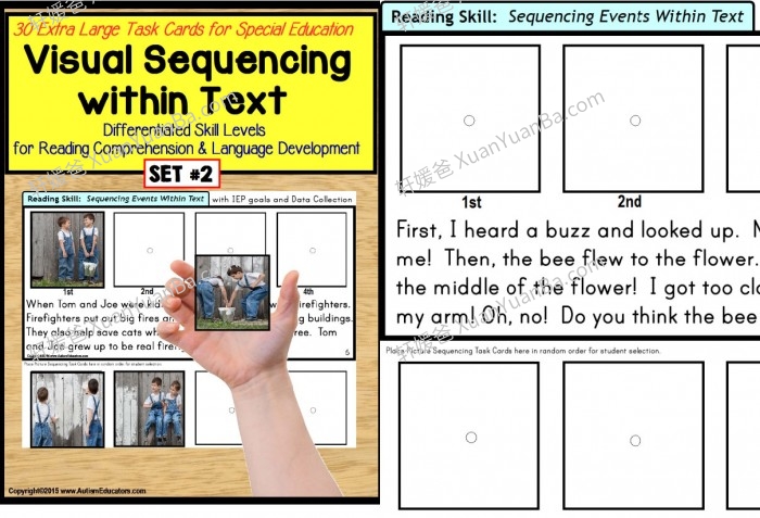 《Visual Sequencing With in Text 1&2 》英语启蒙排序安静书素材练习册PDF 百度云网盘下载