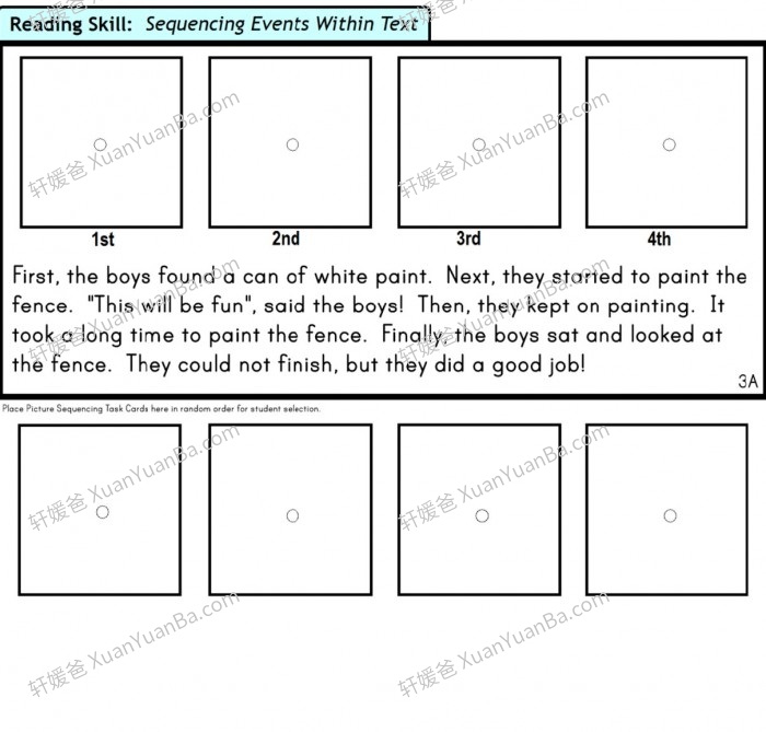 《Visual Sequencing With in Text 1&2 》英语启蒙排序安静书素材练习册PDF 百度云网盘下载