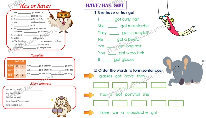 《HAVE GOT/HAS GOT WORKSHEETS》7份语法练习作业纸PDF 百度网盘下载