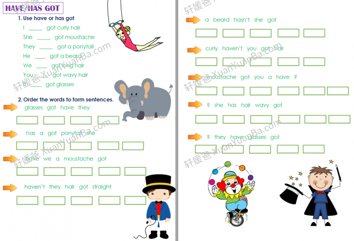 《HAVE GOT/HAS GOT WORKSHEETS》7份语法练习作业纸PDF 百度网盘下载