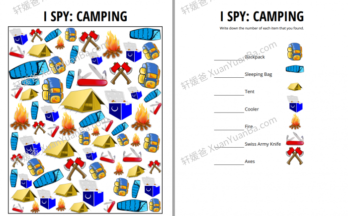 《I spy games》7份观察力找物体游戏作业纸PDF 百度网盘下载