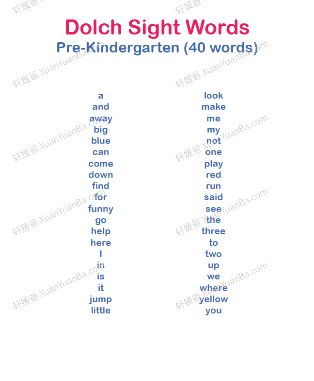 《315个高频词朗读 Dolch Sight Words》幼儿英语阅读高清PDF附带音频 百度网盘下载