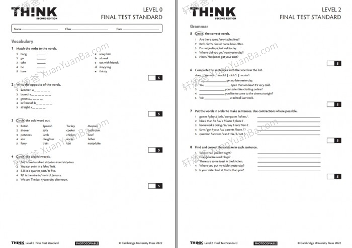 《剑桥最新第二版 Cambridge Think 2nd Starter-5 全6级》英语教材练习册音视频 PDF+MP3+MP4 百度云网盘下载