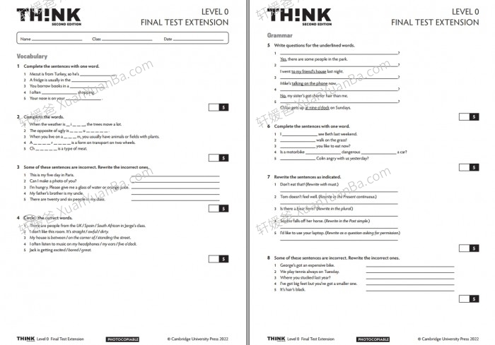 《剑桥最新第二版 Cambridge Think 2nd Starter-5 全6级》英语教材练习册音视频 PDF+MP3+MP4 百度云网盘下载
