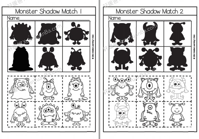 《Shadow Matching Cut & Paste》8个主题阴影配对视觉英文练习册PDF  百度云网盘下载