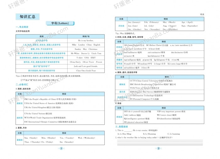 《小升初知识汇总》小学语文数学英语知识点总结 PDF 百度云网盘下载