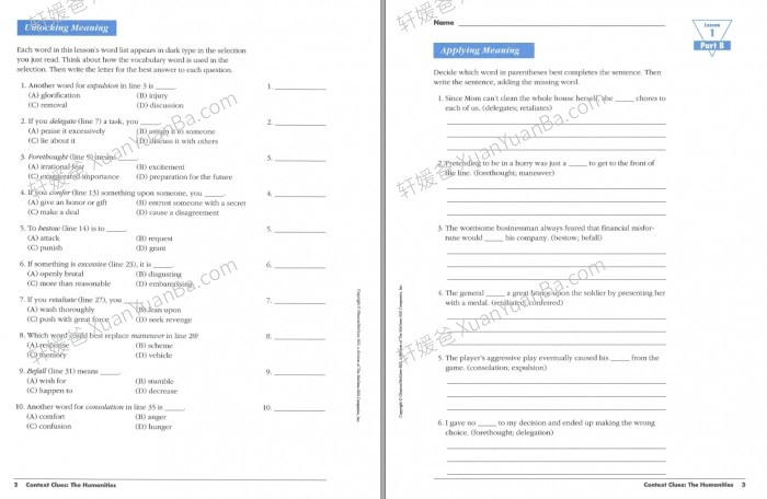 《Glencoe Vocabulary Builder》 1-7级学生英文词汇教材练习册PDF 百度云网盘下载