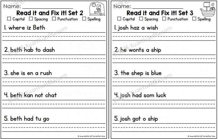 《Fix it Up Sentences The Bundle》350页英文句子改错练习册素材PDF 百度云网盘下载