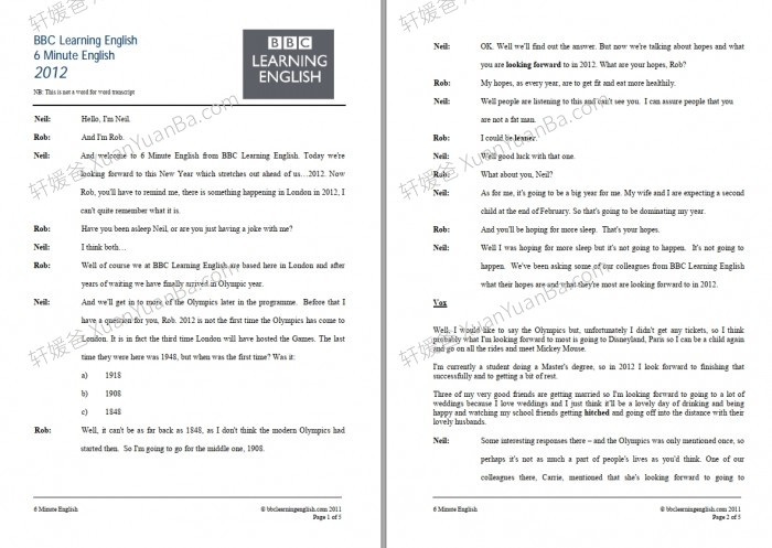 《BBC 6 minute-English 2008-2012合集》全年文本PDF+原版音频MP3英文听力练习 百度云网盘下载