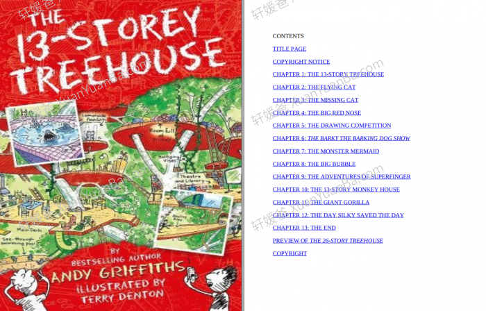 《小屁孩树屋历险记 Treehouse Series 1-13 +3》8-10岁英文原版初级章节PDF+有声MP3音频  百度云网盘下载