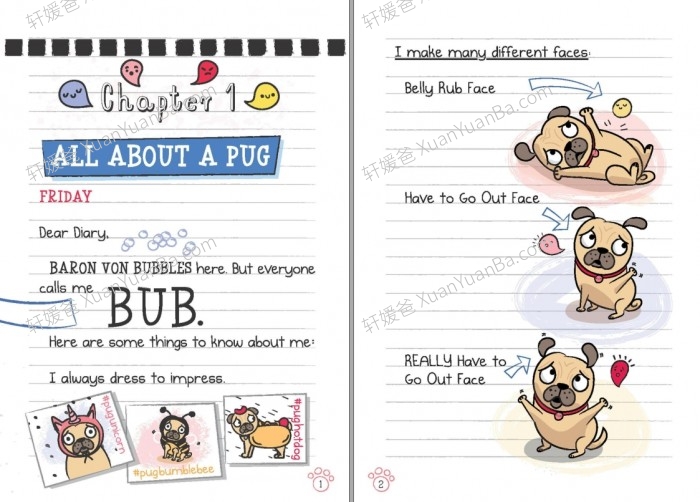 《哈巴狗日记 Diary of a Pug Series 1-4》5-9岁 桥梁章节英文漫画PDF 百度云网盘下载