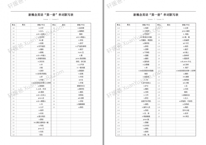 《新概念英语第一二册单词默写练习》词汇练习电子版PDF 百度云网盘下载