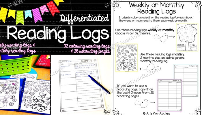 《Differentiated reading logs for whole year 阅读日志》82页阅读打卡记录表PDF  百度云网盘下载