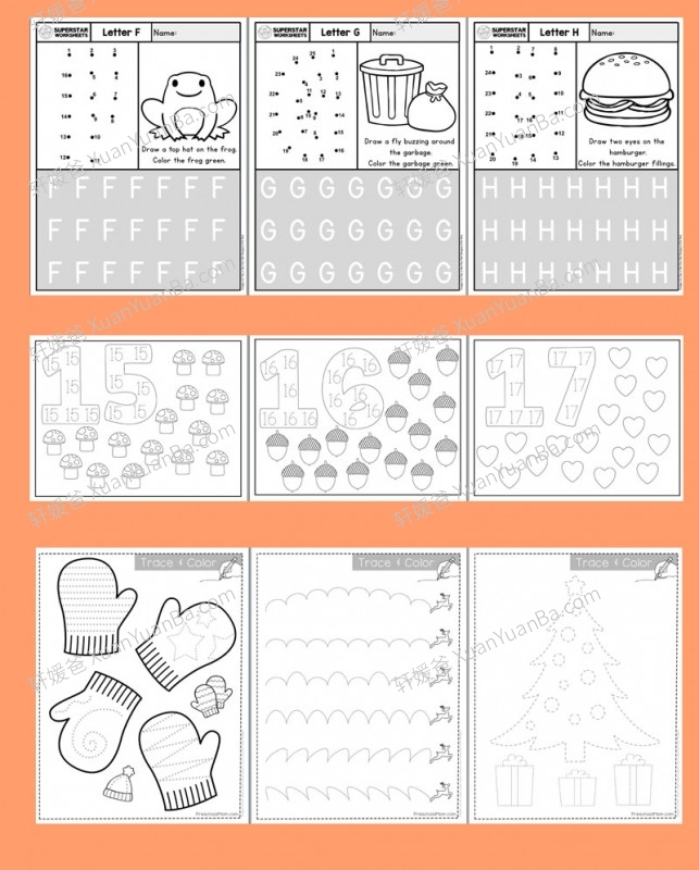《我的第一本控笔游戏合集》295页控笔锻炼英文素材字母数字描红PDF 百度云网盘下载