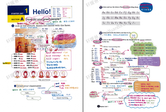 《24年新版人教英语初中七年级上册》课件PPT+教案+单词+笔记+知识点+习题+单词MP3音频 百度云网盘下载