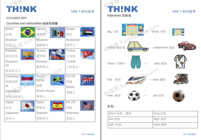 《Think S-2 知识清单》Starter\1\2级别配套练习知识单PDF 百度云网盘下载