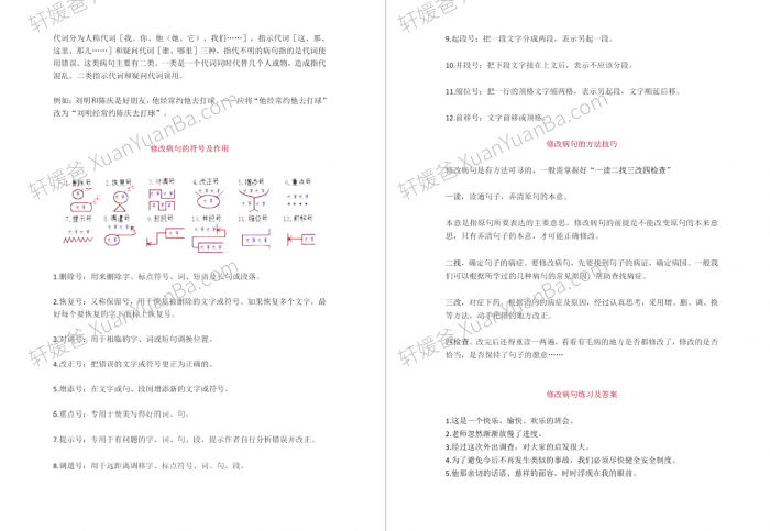 《小学病句修改9大必考类型+12大口诀+200道真题》附答案解析PDF 百度云网盘下载